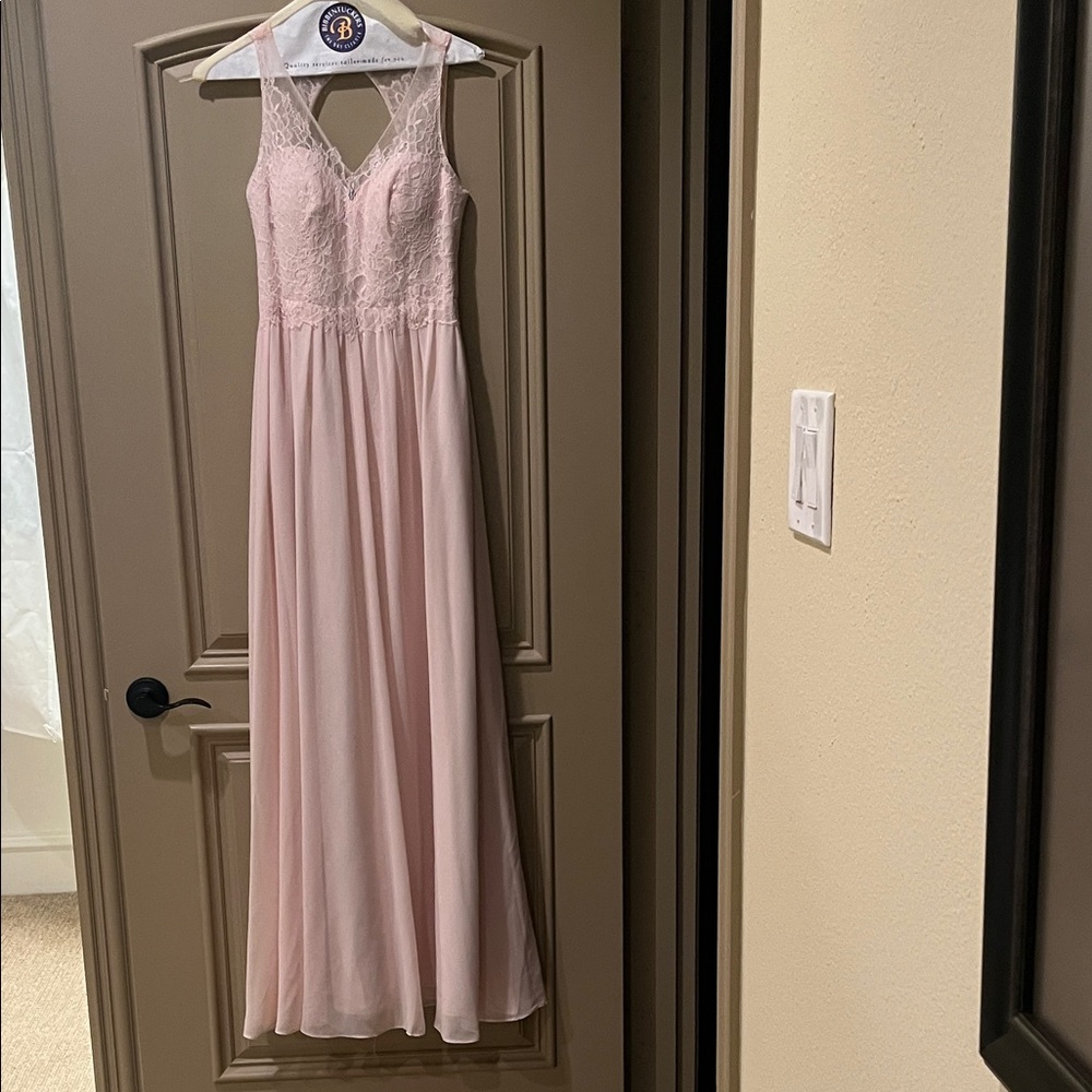 Azazie Blush Pink Lace Dress